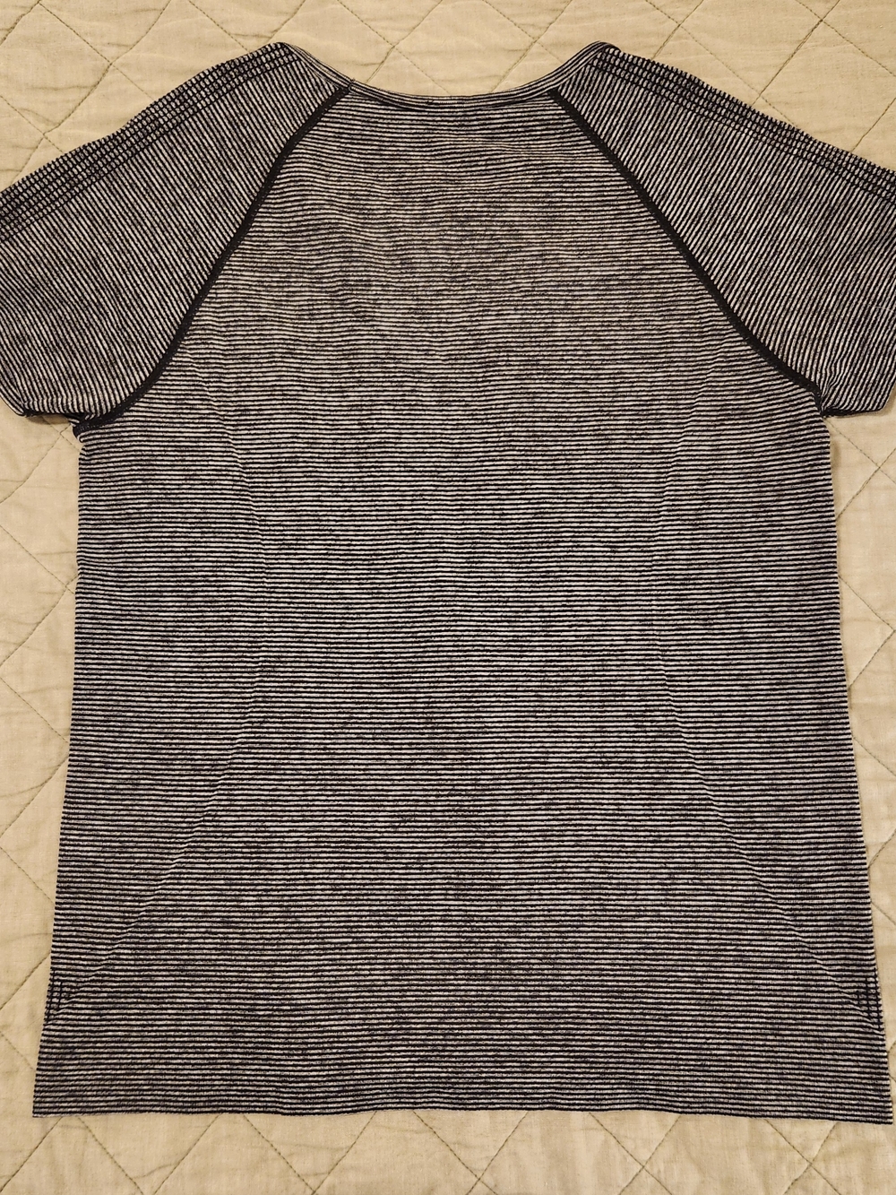 Women’s Workout Short-Sleeve Crewneck Tee in Black and Gray Stripe - Size M - Picture 6 of 7